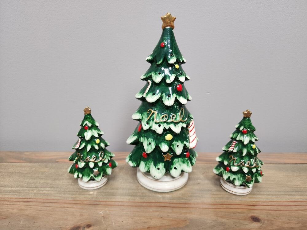 VTG LEFTON NOEL Christmas Tree Hors d’oeuvre Holder Salt Pepper Shaker MCM 54/96